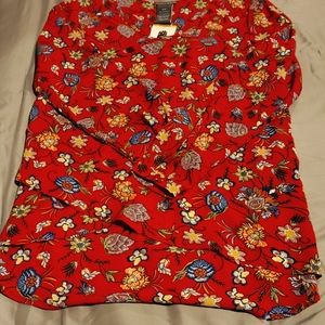Chelsea&Theodore red asymmetrical blouse, Size M.